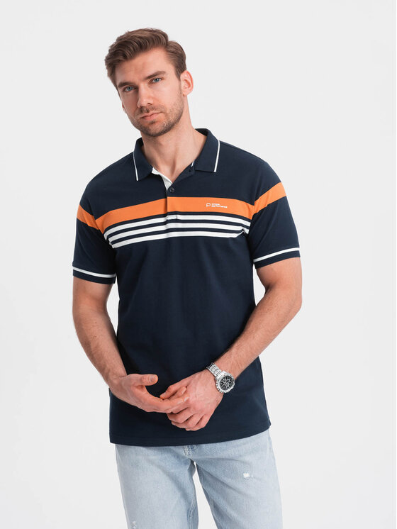 Ombre Ombre Polokošile OM-POSS-0127 Tmavomodrá Regular Fit