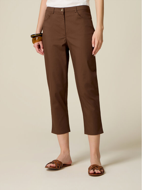 Oltre Oltre Spodnie materiałowe P737R009311N032 Brązowy Cropp Fit