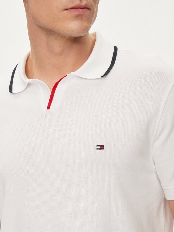 Tommy Hilfiger Tommy Hilfiger Тениска с яка и копчета MW0MW34772 Бял Regular Fit