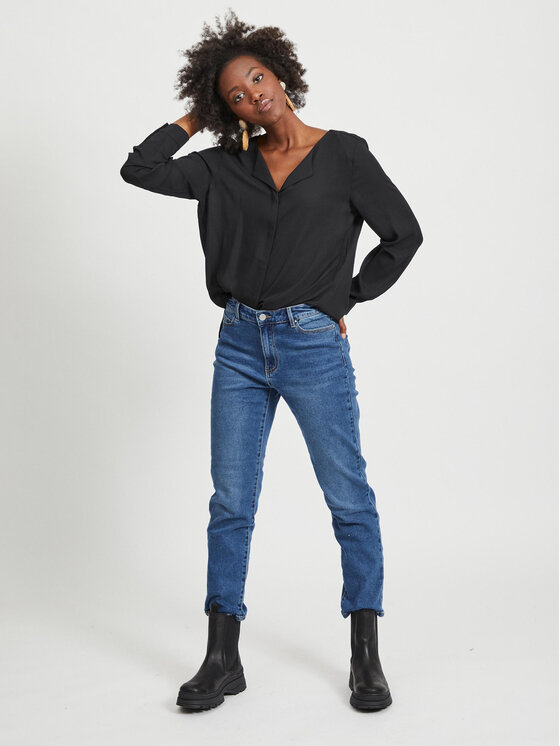 Vila Vila Krekls Lucy 14044253 Melns Relaxed Fit