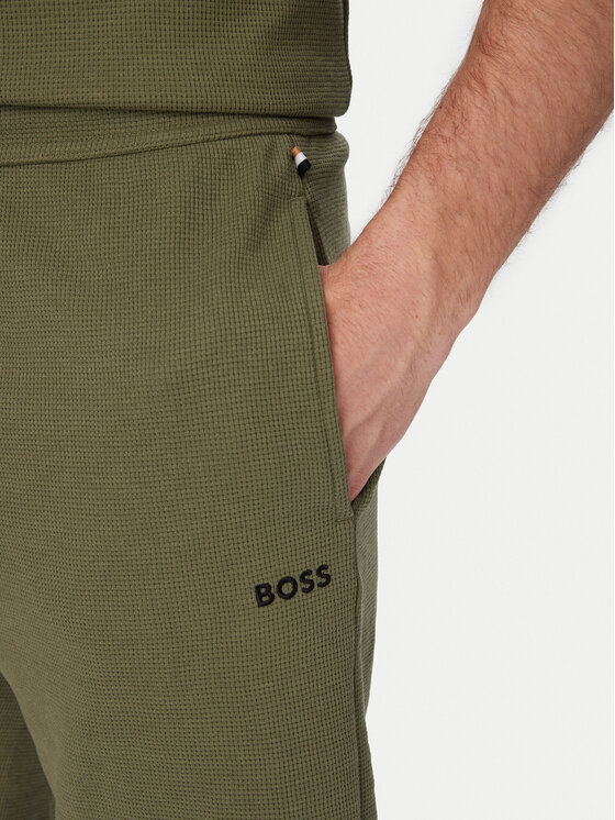 BOSS BOSS Sportiniai šortai Waffle 50535884 Žalia Regular Fit