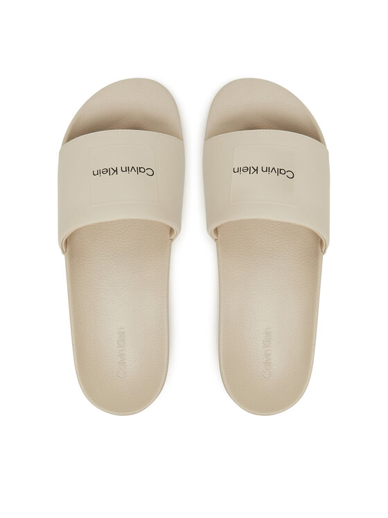 Calvin Klein Calvin Klein Şlapi Pool Slide W/ Ck Square HM0HM01754 Écru