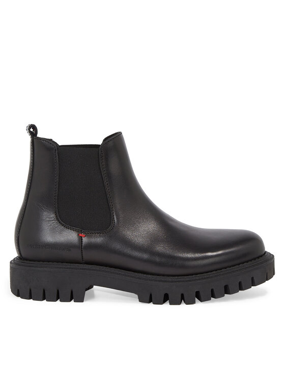 Tommy Hilfiger Tommy Hilfiger Členková obuv s elastickým prvkom Premium Casual Chunky Lth Chels FM0FM04755 Čierna