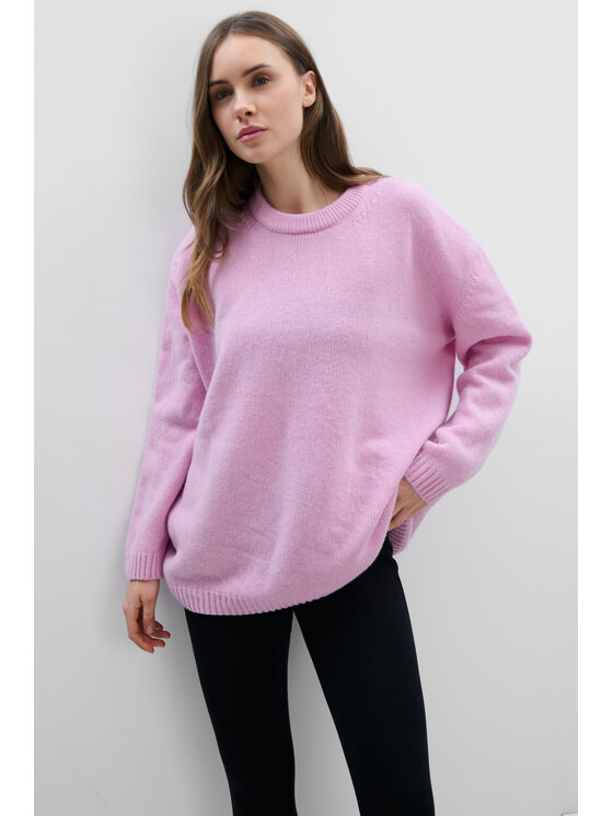 Fobya Fobya Sweter F2115 Różowy Basic Fit