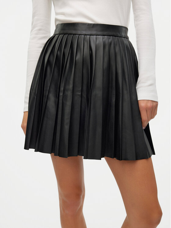 Vero Moda Vero Moda Dirbtinės odos sijonas Naomielly 10316312 Juoda Regular Fit