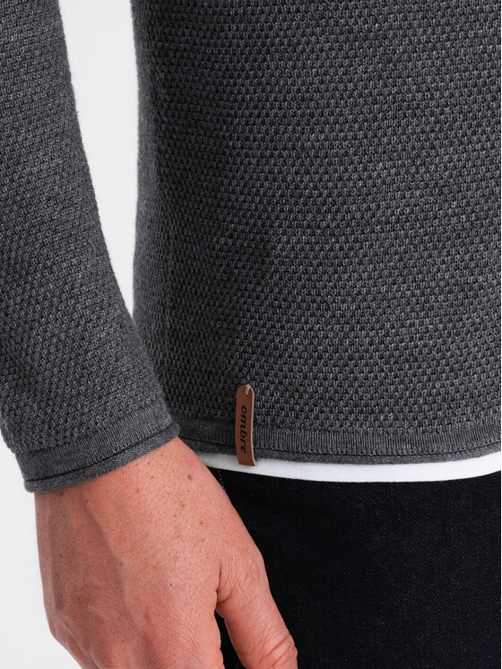 Ombre Ombre Sweter OM-SWSW-0103 Szary Classic Fit