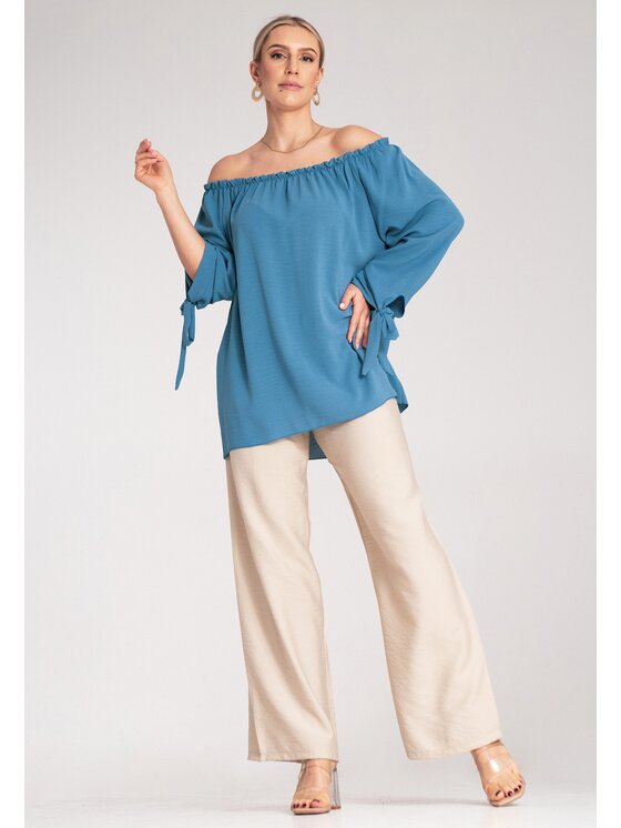 FIGL FIGL Blúzka M1133 Modrá Regular Fit