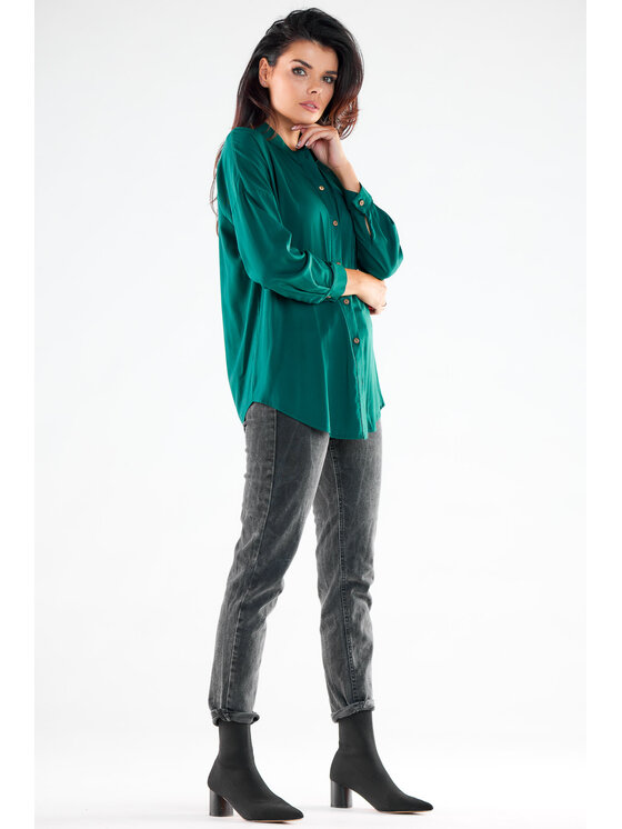 Awama Awama Koszula A525 Zielony Basic Fit