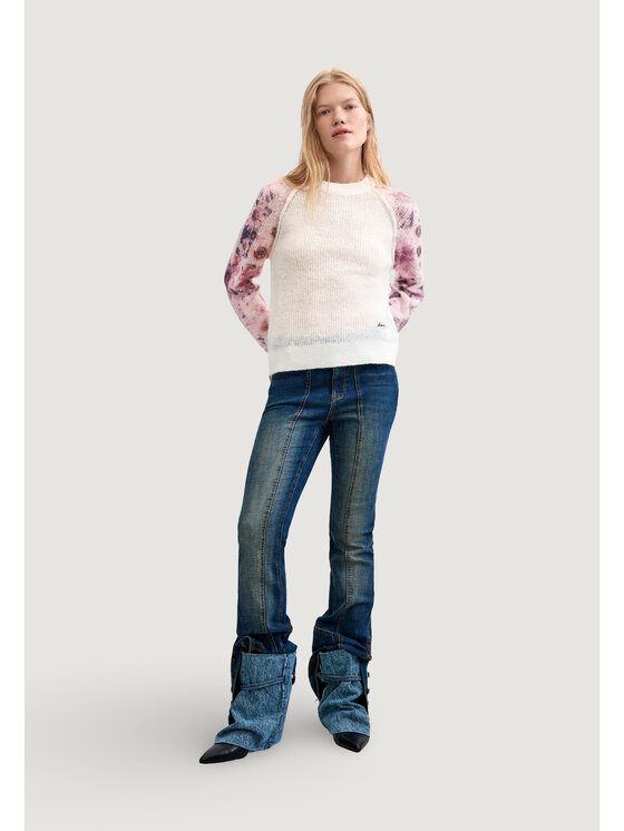 Desigual Desigual Sweter JERS_FANCYBOTANIC Biały Casual Fit