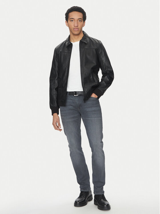 Mustang Mustang Lederjacke Essen Veg 310-24-061 Schwarz Regular Fit