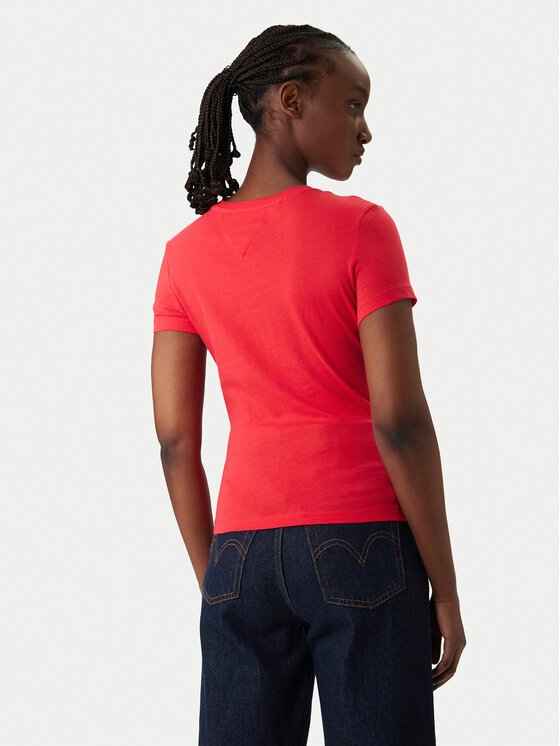 Tommy Jeans Tommy Jeans Majica DW0DW20459 Rdeča Slim Fit