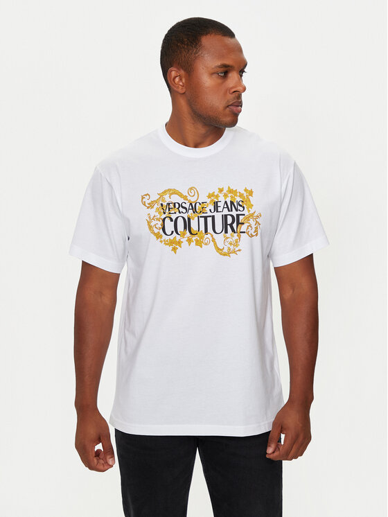 Versace Jeans Couture T shirt 77GAHE05 CJ00E Bianco Regular Fit Modivo