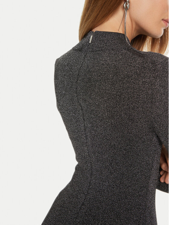 MICHAEL Michael Kors MICHAEL Michael Kors Úpletové šaty MF482KPAFB Stříbrná Slim Fit