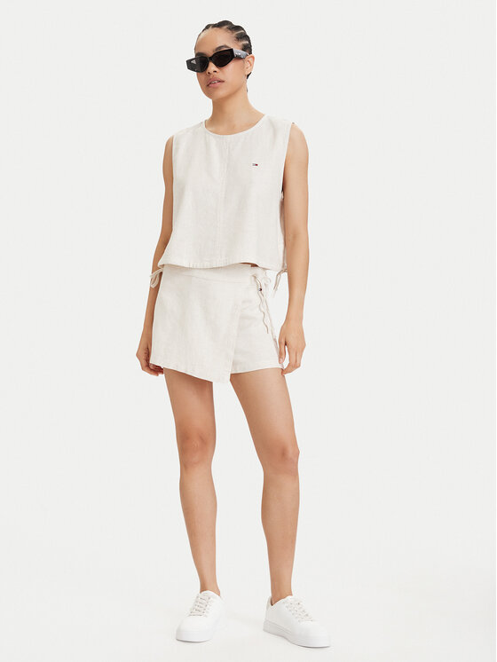 Tommy Jeans Tommy Jeans Top DW0DW22779 Svijetlo bež Regular Fit