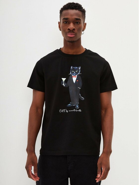 CAT by maniita lacitta CAT by maniita lacitta T-Shirt Printed men's t-shirt with CAT Czarny Regular Fit