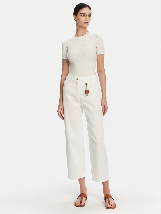 Elisabetta Franchi Elisabetta Franchi Sweter MK-55B-51E2 Biały Slim Fit