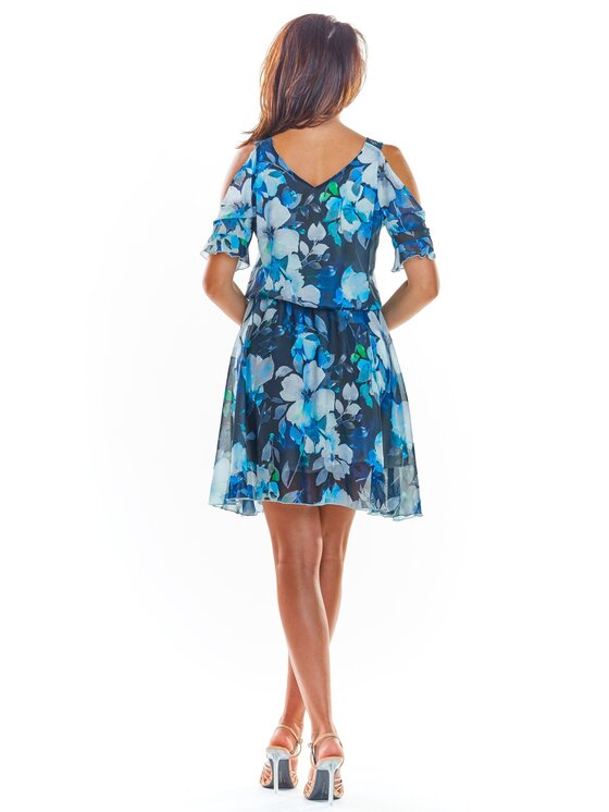 Awama Awama Sukienka letnia A295 Granatowy Basic Fit