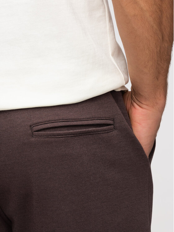 Ombre Ombre Szorty materiałowe OM-SRSK-0124 Brązowy Regular Fit