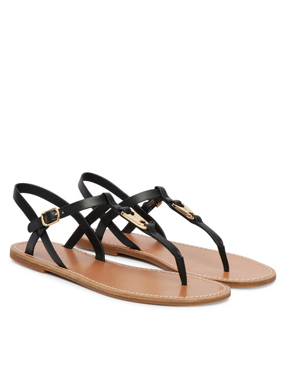 Tommy Hilfiger Tommy Hilfiger Sandali Leather Thong Sandal FW0FW09127 Črna