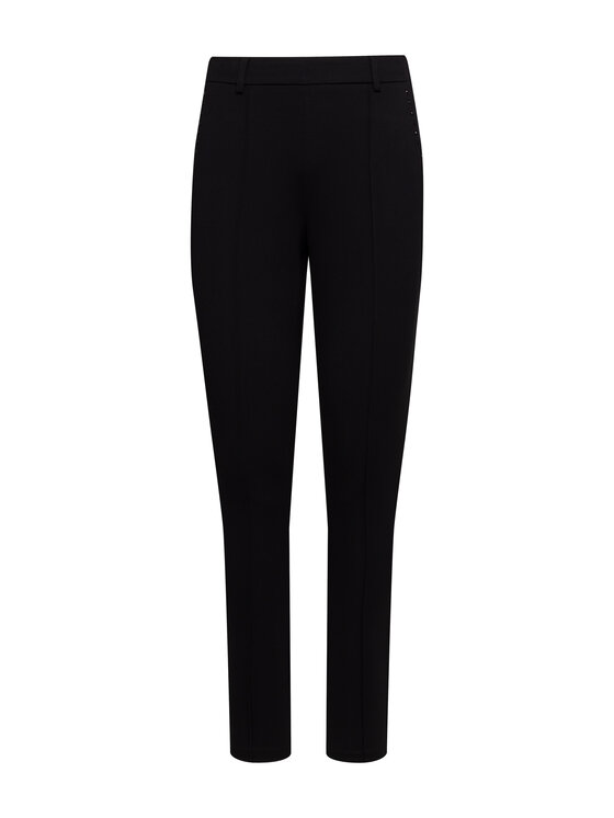 QUIOSQUE QUIOSQUE Kalhoty z materiálu 3VF002 Černá Regular Fit