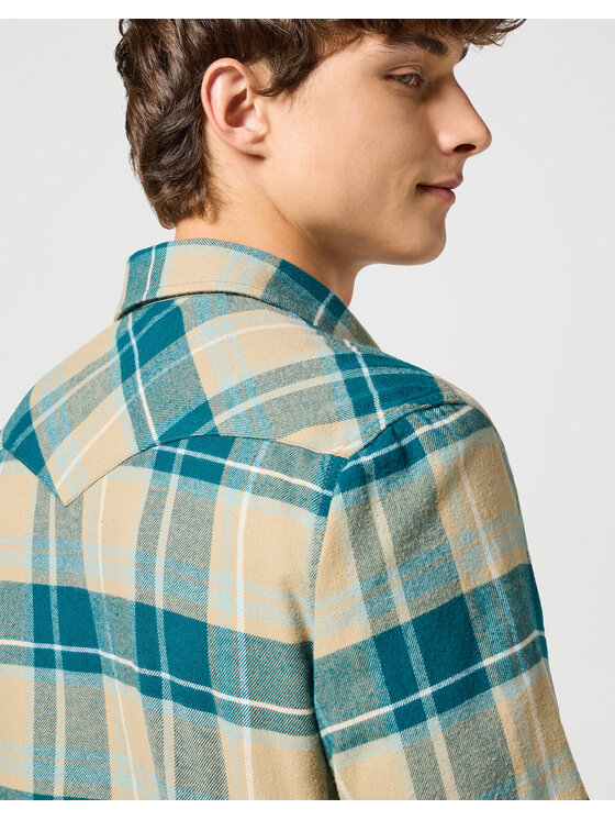 Wrangler Wrangler Koszula FLANNEL WESTERN SHIRT Beżowy Regular Fit