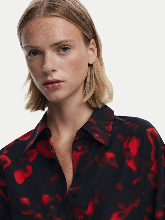 Desigual Desigual Rochie tip cămașă Plisado 25WWVW16 Roșu Regular Fit