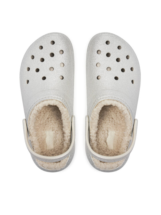 Crocs Crocs Nazouváky Classic Platform Glitter Lined Clog W 210413 Stříbrná