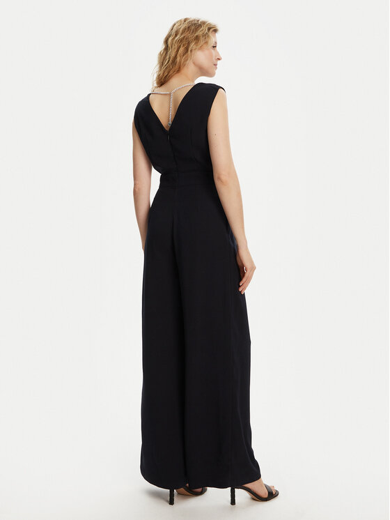 Morgan Morgan Kombinezon 241-POEMA Granatowy Wide Leg