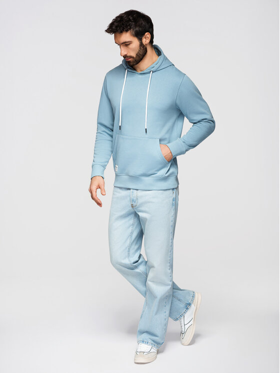 Ombre Ombre Bluza OM-SSBN-0270 Niebieski Regular Fit