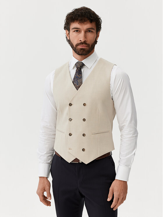 Evenemen Evenemen Kamizelka garniturowa Boston Beżowy Slim Fit
