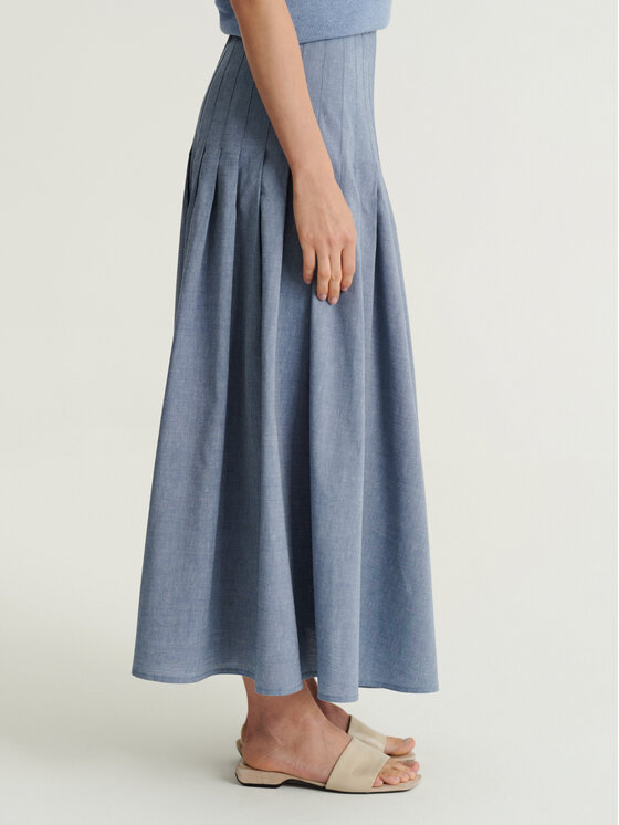 TATUUM TATUUM Spódnica midi LEO Niebieski Flare Fit