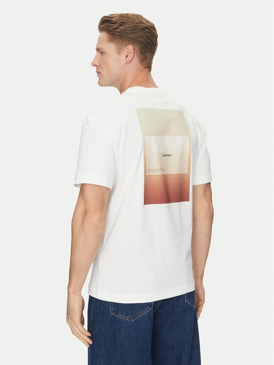 Calvin Klein Calvin Klein T-Shirt Overlay Print K10K114158 Bílá Regular Fit