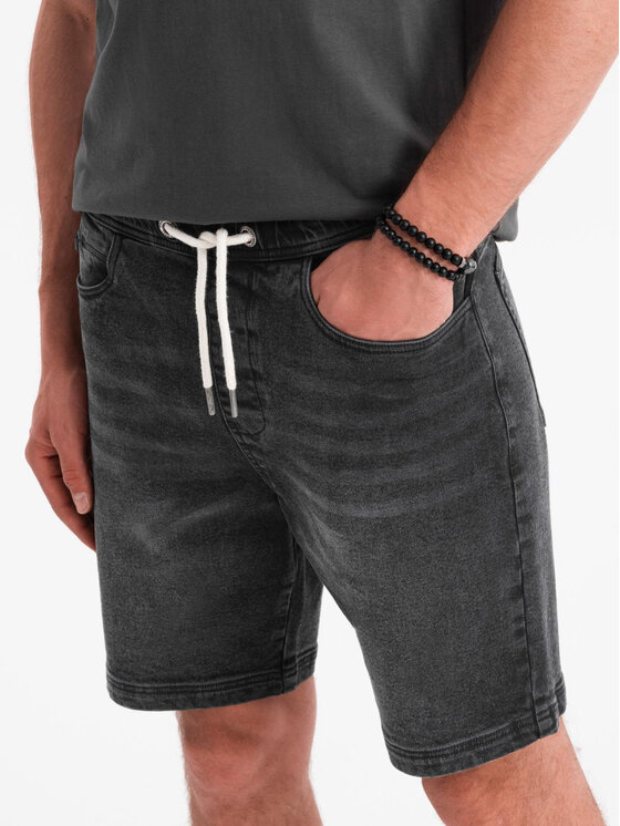 Ombre Ombre Szorty jeansowe OM-SRDS-0192 Czarny Regular Fit