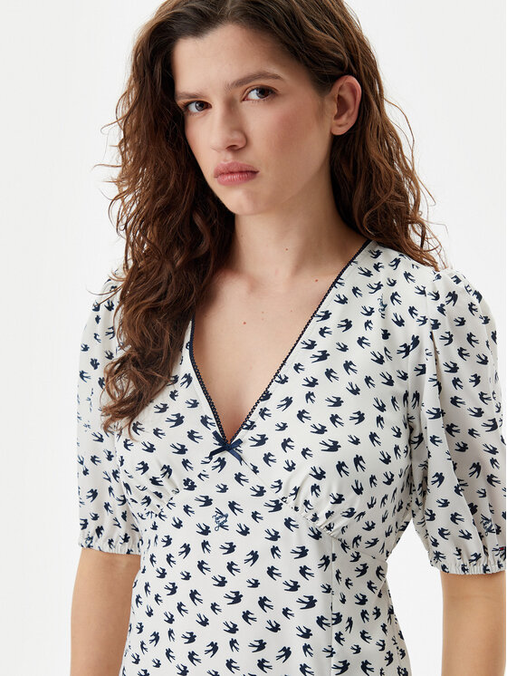Tommy Jeans Tommy Jeans Rochie de vară Bird DW0DW20336 Alb Regular Fit