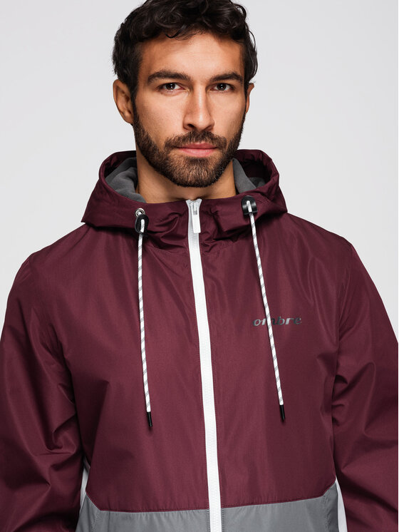 Ombre Ombre Wiatrówka OM-JANP-0242 Bordowy Regular Fit