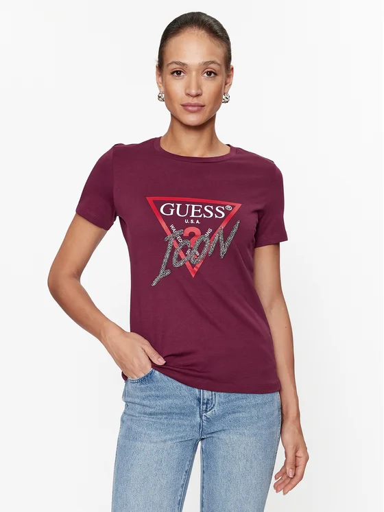 Guess T-Shirt W3BI42 I3Z14 Violett Regular Fit