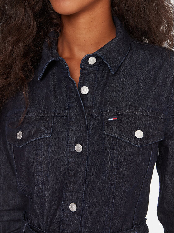 Tommy Jeans Tommy Jeans Jeanskleid DW0DW21649 Dunkelblau Regular Fit
