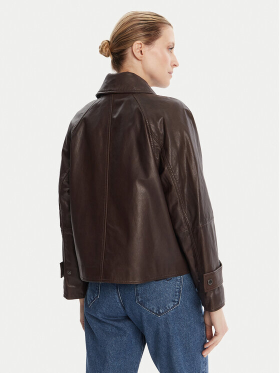 Weekend Max Mara Weekend Max Mara Geacă de piele Berbice 2525446021 Maro Regular Fit