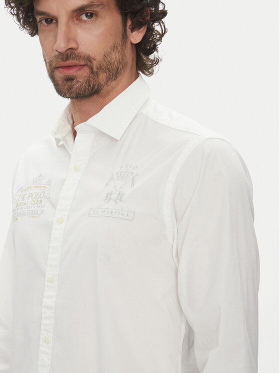 La Martina La Martina Srajca Aaron MACE30 PP483 Bela Regular Fit