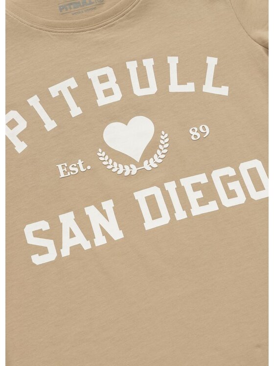 PITBULL PITBULL T-Shirt Koszulka damska LOVE PB S Beżowy Regular Fit