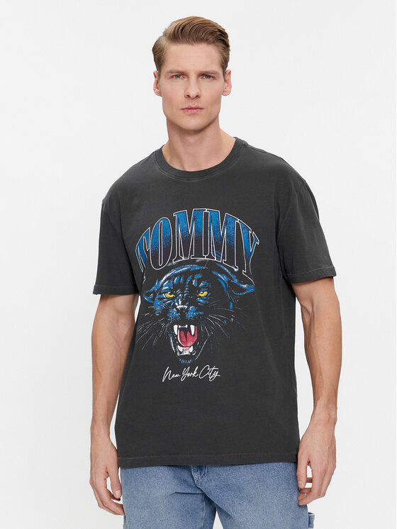 Tommy Jeans T-Shirt Vintage Tiger DM0DM18281 Schwarz Regular Fit 