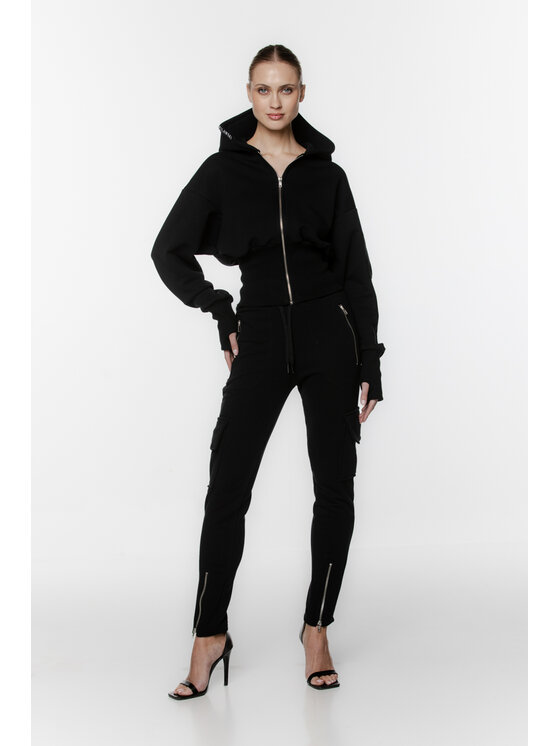 Pilawski Pilawski Bluza BLUZA CZARNA KRÓTKA ZAPINANA DAMSKA Czarny Oversize
