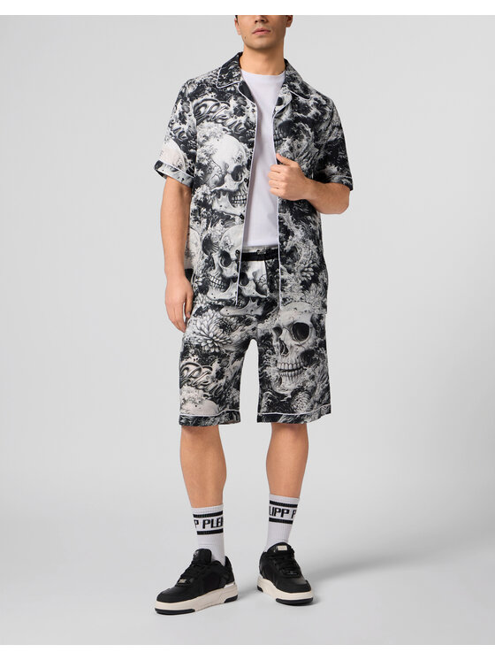 PHILIPP PLEIN PHILIPP PLEIN Bavlnené šortky 29795 Čierna Regular Fit