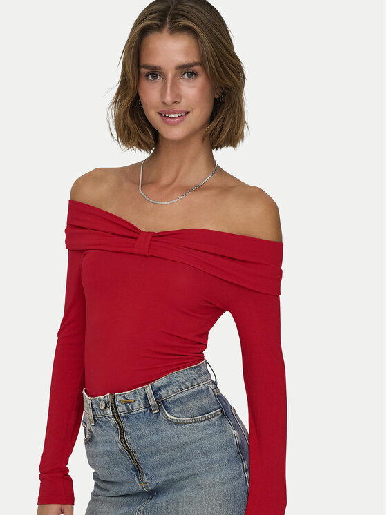 ONLY ONLY Блуза Fayola 15339435 Червен Slim Fit