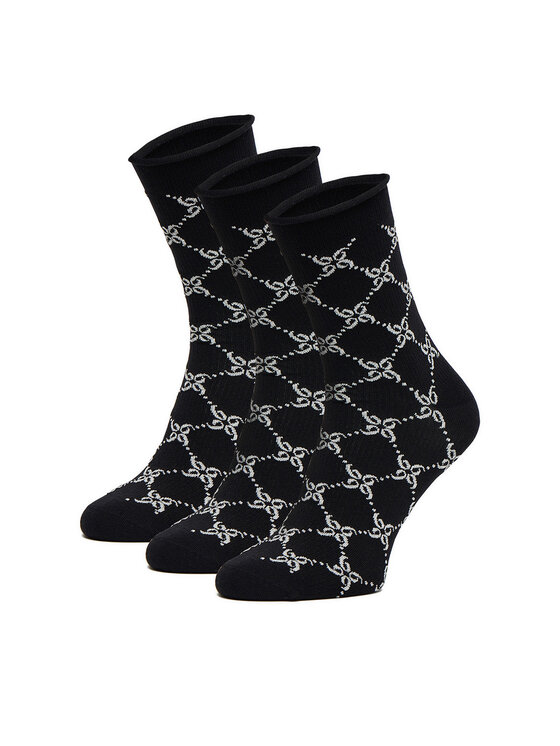 Nine West Skarpety długie CEO_BR_NW_Silver_01_Z_AW25 (3 PACK) Czarny