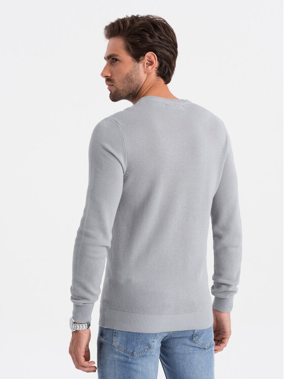 Ombre Ombre Sweter OM-SWSW-0104 Szary Fitting Fit