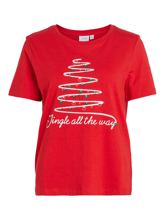 Vila Vila T-shirt 14090227 Crvena Regular Fit