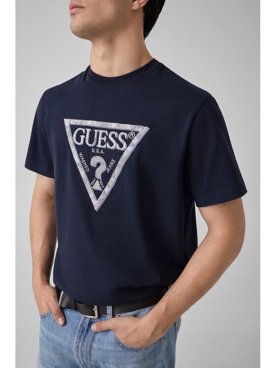 Guess Guess T-Shirt 183289 Modrá Classic Fit