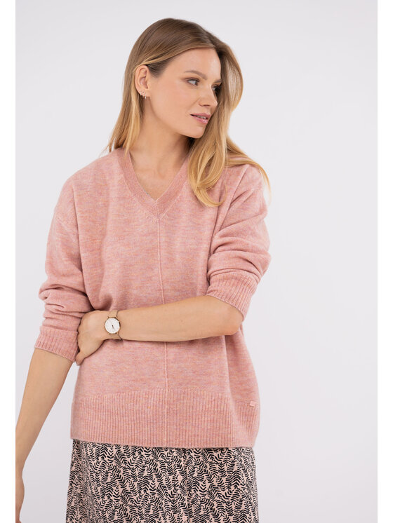 Volcano Volcano Sweter S-SIMONA Różowy Regular Fit