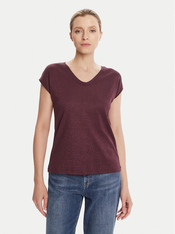 ONLY ONLY T-Shirt Silvery 15136069 Bordowy Loose Fit